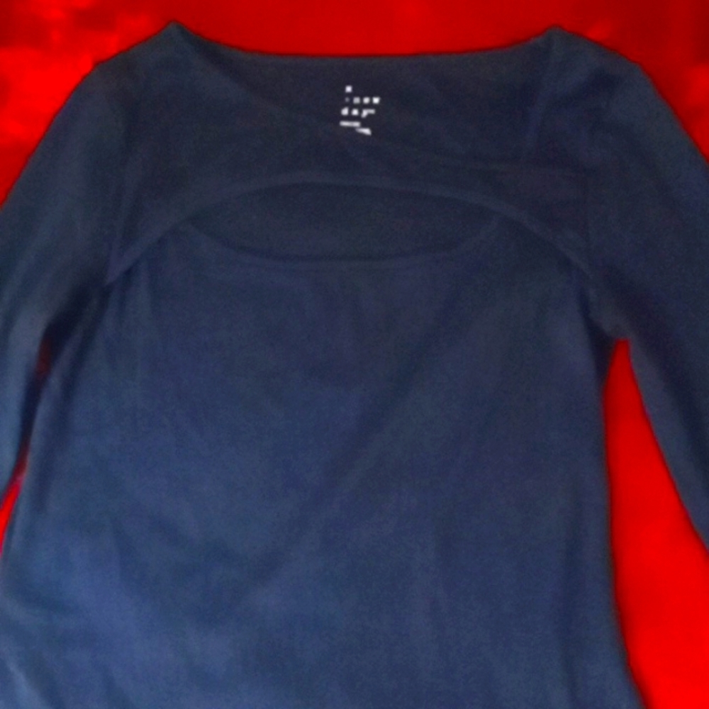 A New Day Cutout Neck Black Long Sleeve Top Excellent Condition - Picture 1 of 4